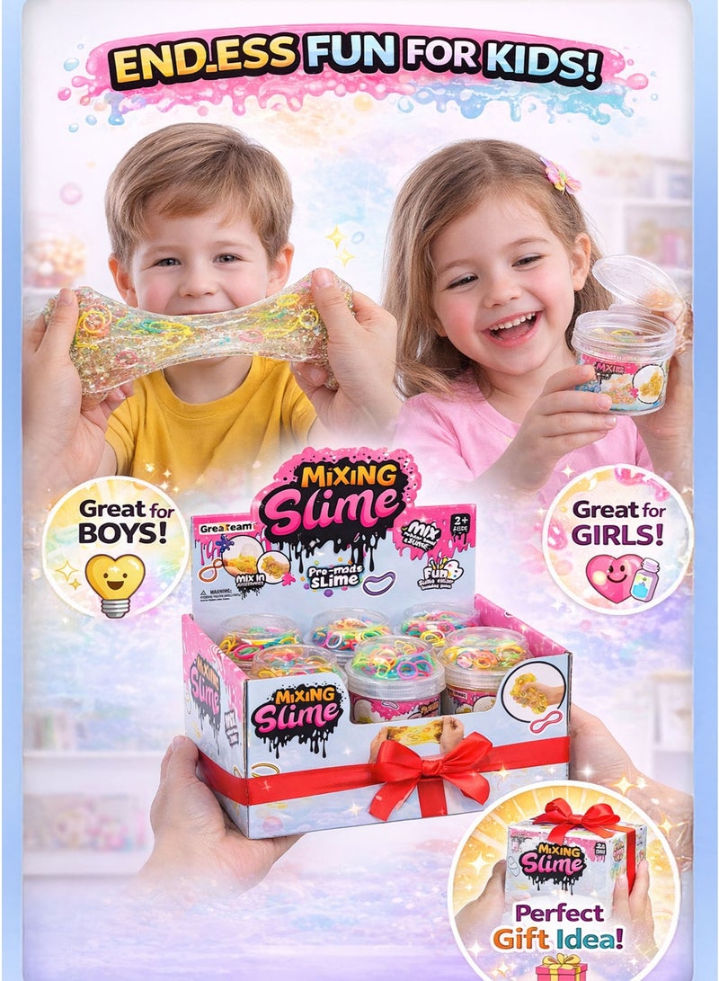 Greateam Mixing Slime Crunch Slime Set of 6 PCS  Crystal Putty + Soft Slime + Clear Slime + Stretchy Slime + Crunchy Slime  Pre-Made Ready-to-Play Slime Pots with DIY Rubber Band Accessories  Rainbow Loom Bands Mix-Ins  Sensory Play Toy ASMR Crunch Texture, Squishy Stretch Putty  Anti Stress Relieve Toy, Fidget Toy Tactile Learning Toy  Slime Crunch Assortment for Kids Boys Girls Children  Gift Toy  Safe Non Toxic High Quality  EN71 Certified EU Toy Safety Standard  3+ Years - Image 4